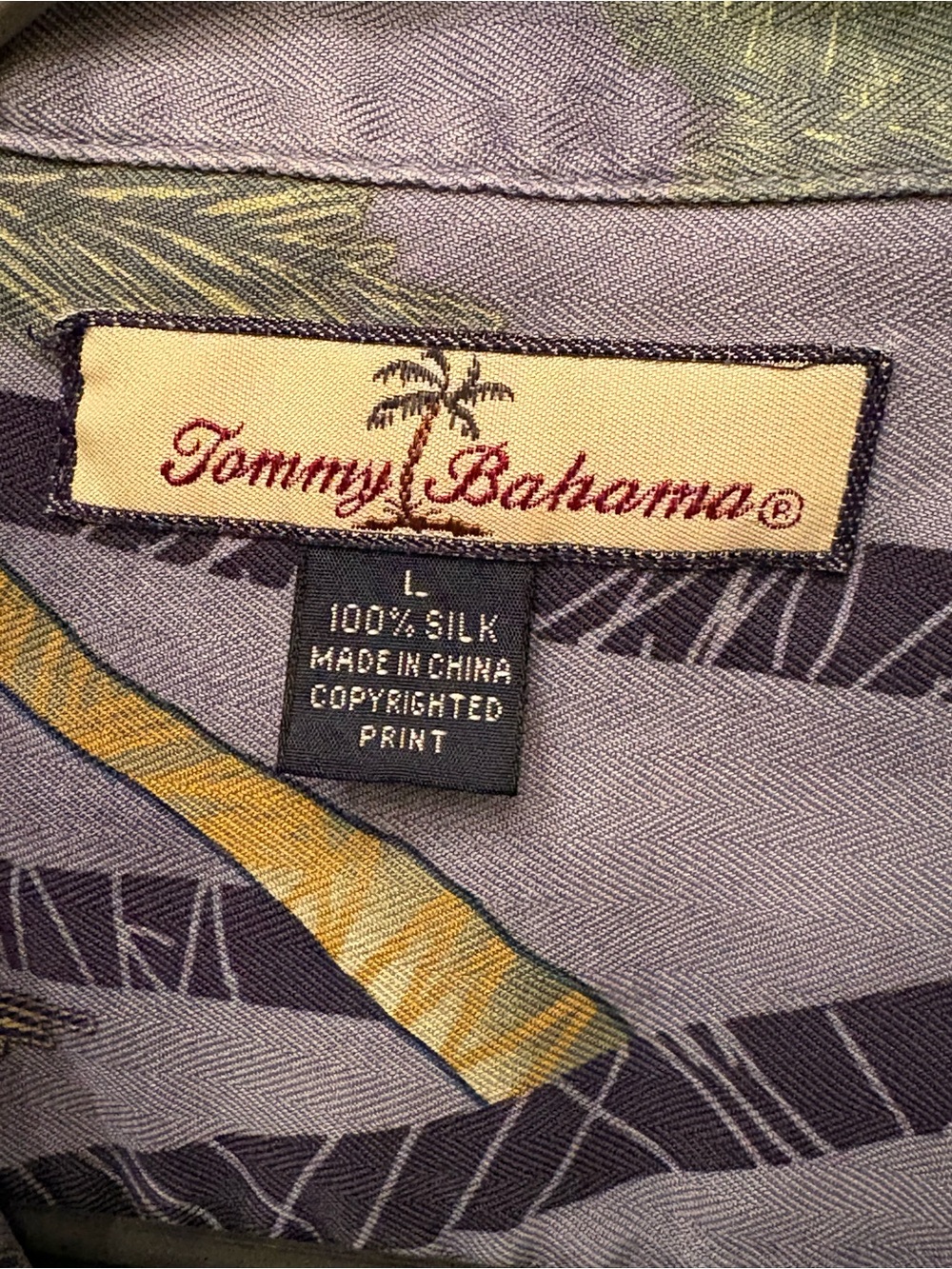 Tommy Bahama Men Short Sleeve 100% Silk Palm Tree Print Shirt Size Large - Picture 5 of 8